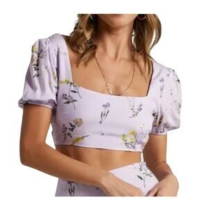 Showpo Artemis Crop Top Lavender Women’s 10 NWT Cottagecore Coquette Botanical